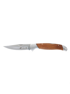 Нож складной Stinger FB0924A, клинок 100 мм, рукоять сталь и дерево, коричневый, с чехлом