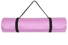 Коврик для фитнеса из NBR каучука 183х61 см розового цвета с ремешком для переноски AT