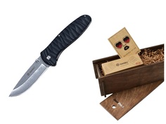 Подарочный набор нож Ganzo в деревянной коробке G6252-BK-knifebox