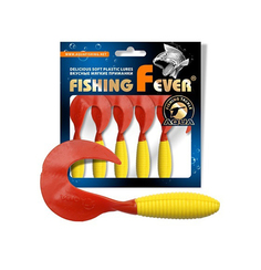 Твистер AQUA FishingFever ARGO, 4,5cm, 1,0g, 10 шт, 052 (желто-красн.), 1 уп.