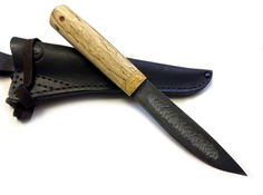 Нож якутский большой Семин , дамасская сталь, рукоять карельская береза