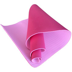 E33585 Коврик для йоги ТПЕ 183х61х0,6 см розовый/светло розовый Спортекс
