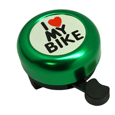 Велосипедный звонок механический Maya I love my bike зеленый