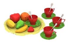 Набор фруктов и чайной посуды волшебная хозяюшка, 18 предметов на подносе Нордпласт