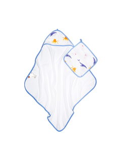 Полотенце с капюшоном + полотенце для лица Океан Qwhimsy 77*77; 28*28 см