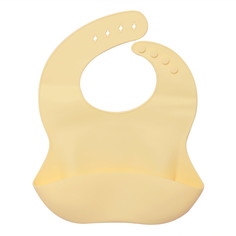 Нагрудник силиконовый с кармашком Baby Nice, 21х28 см, жёлтый