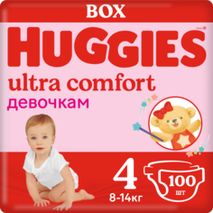 Подгузники Huggies Ultra Comfort Box для девочек р 4 (8-14 кг) 100 шт