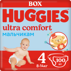 Подгузники Huggies Ultra Comfort Box для мальчиков, размер 4, 8-14 кг, 100 шт