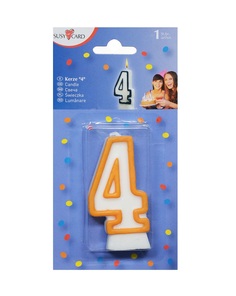 Свеча для торта цифра Susy Card № 4 8,5 см в ассортименте
