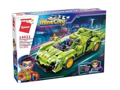 Конструктор Qman Гоночный автомобиль для мальчиков, зелёный, 292 детали