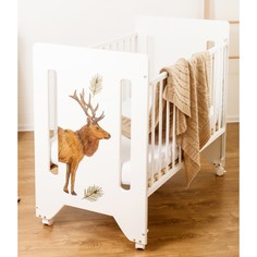 Кроватка для новорожденных Forest kids Deer by Lessnitsya цв. белый