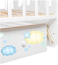 Детская кроватка ВДК Зайка на маятнике с ящиком цвет белый 3538411