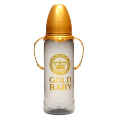 Бутылочка для кормления «Gold baby» классическая, с ручками, 250 мл, Золотая коллекция Mum&Baby