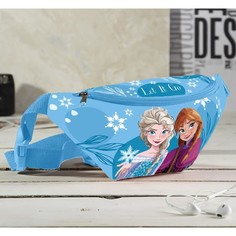 Сумка на пояс "Холодное Сердце", 25*6*13, отд на молнии, без подклада, голубой Disney