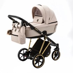 Коляска Belissa Special Edition 2 в 1, PS-560 светло-бежевая, золотая рама Adamex
