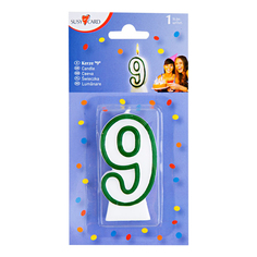 Свеча праздничная цифра 9 Susy Card 8,5 см в ассортименте