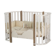 Кровать детская BRIONI 4 в 1 кровать-манеж-диванчик-люлька белый-натуральный арт.KR-0013/0 Indigo