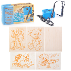 Выжигание Электроприбор для выжигания по дереву и ткани Узор-10к (5 досок, 5 кусков ткани) Десятое королевство