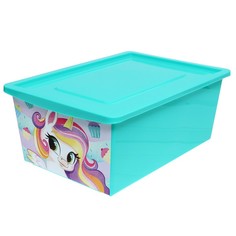 Ящик для игрушек с крышкой, «Радужные единорожки», объём 30 л, цвет бирюзовый Bazar