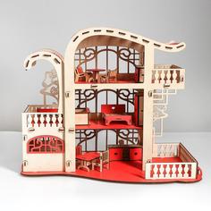 Сборная игрушка Домик «Усадьба Милана» красный с мебелью Большой слон