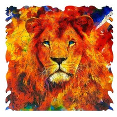 Фигурный деревянный пазл ANIMAL ART, «Лев» 112 деталей Нескучные игры