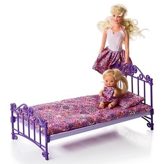 Кроватка, фиолетовая, с постельным бельём, в пакете ОГОНЕК.
