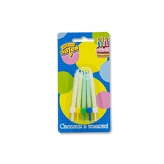 Свечи д/торта с подставкой светящ 6см 10шт (Цв: Разноцветный ) No Brand