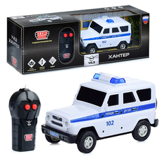 Машина р/у УАЗ Хантер, Полиция, 15 см, (свет, белый) в коробке Технопарк