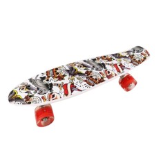 Скейтборд пластик 22*6", шасси Al, колёса PU 60*45мм свет,цв.БЕЛЫЙ арт. QZH1121-4 No Brand