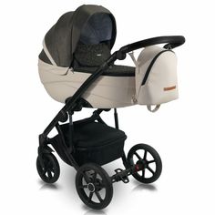 Коляска IDEAL 2в1 (BEXA) (ID 08 (черный+бежевая кожа))
