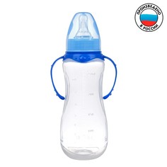 Бутылочка для кормления детская приталенная, с ручками, 250 мл, от 0 мес., цвет синий Mum&Baby