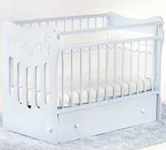 Детская кроватка Эльф Бантики с поперечным маятником и ящиком - белый