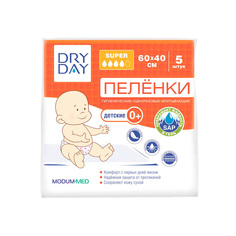 Детские одноразовые пеленки Modum Dry Day Super 60*40 см 5 шт