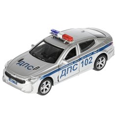 Модель машины Технопарк Kia Stinger, Полиция, серебристая, инерционная STINGER-12POL-SR