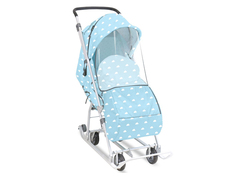 Санки-коляска комб. "Ника детям 3-1К" (НДТ3-1К/2 с облачками голубой) No Brand