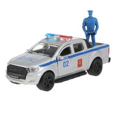 Модель машины Технопарк Ford Ranger пикап, Полиция, с фигуркой, инерционная SB-18-09-FR-P+