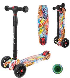 Самокат Moby Kids, Гигант, складной, широкая дека и колесо, 135*90 мм PU свет