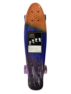 Скейтборд-пенниборд Х-Match, пластик, 56.5х14.5 см, PU колеса со светом, алюмин. креп.