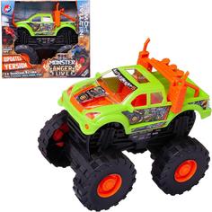 Машинка Junfa toys Джип-внедорожник 4х4 Гнев монстра, 1:16, зелено-оранжевый