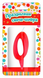 Парафиновая свеча в торт "Тортик" (цифра 0) для девочек, в блистере, 297383 ND Play