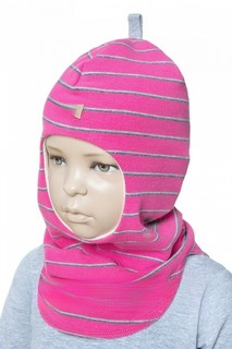 Шлем полосатый 446-28/mel 81 Kivat, Размер 4, Цвет 28/mel 81-ярко-розовый/серый