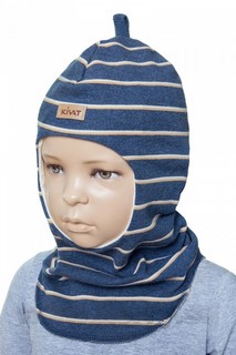 Шлем полосатый 446-mel 68/11 Kivat, Размер 2, Цвет mel 68/11-темно-синий меланж/кремовый