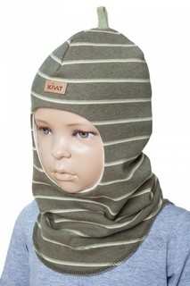 Шлем полосатый 446-mel 85/11 Kivat, Размер 2, Цвет mel 85/11-темно-зеленый меланж/кремовый