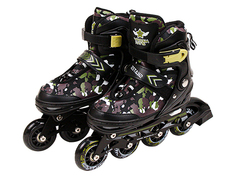 Роликовые коньки раздвиж. (черно-зеленые)(колеса ПУ.свет.размер S 29-33) Арт. 2019-875 "Рыжий кот"