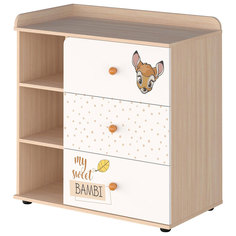Комод Polini kids Disney baby 5090 "Бэмби", с 3 ящиками, белый-дуб