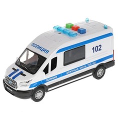 Машина Технопарк Ford Transit Полиция 16 см белая свет звук, пластик TRANSITVAN-16PLPOL-WH