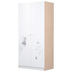 Шкаф двухсекционный Polini kids French 1230, Amis, белый-дуб пастельный