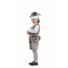 Карнавальный костюм Батик Серый заяц, мех, р. 28, рост 110 см.