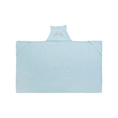 Полотенце детское Nat Котик голубое с капюшоном с вышивкой и аппликацией 116-134