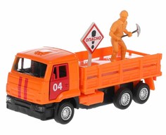 Машина Технопарк КамАЗ 65207, Аварийная служба, инерционная, с дорожным знаком и фигуркой